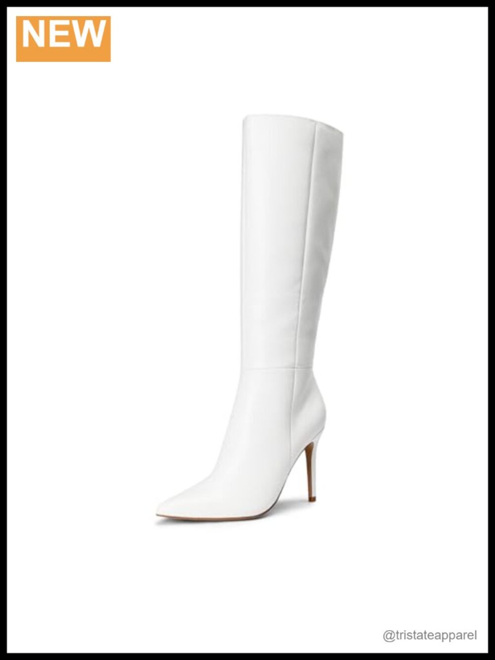 Women's Faux Leather Pointed Toe Stiletto Knee High Boots with Side Zipper